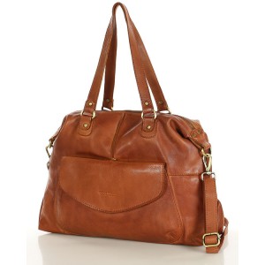 11A. Praktische Bowlingtasche Schultertasche für Damen im Schwarz & Braun aus echtem italienischen Leder